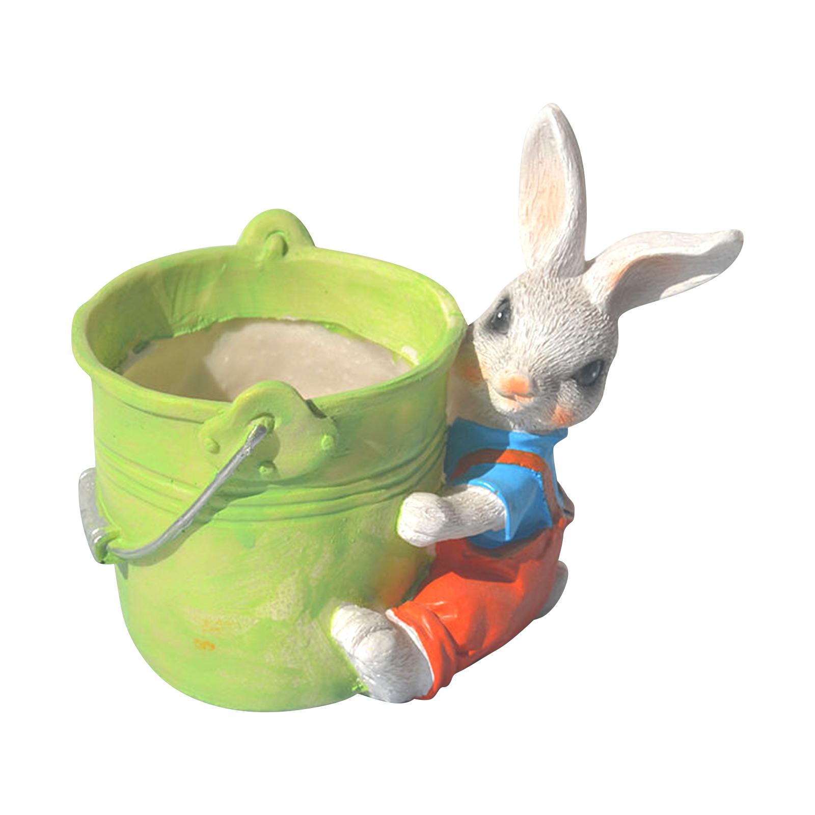 

Rabbits Holding Resin Planter – Bunny Pot With Drainage Hole, 3D Cute Animal Garden Decor Gift For Home, Easter, Mother’s Day One Size