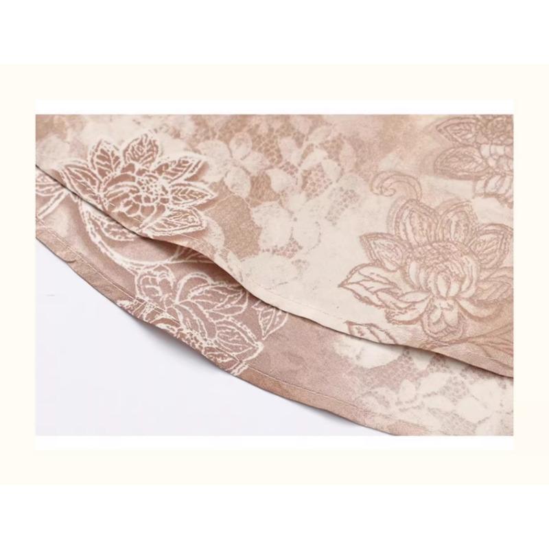 Women Light Green Floral Embroidery Bow V Neck Three Quarter Sleeve Elegant Blouse