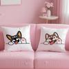 Cushion Cover Cute Dog Waving Paw Plush Fabric Soft Double-Sided Printed Sofa Warm Winter Home Gift Pillow Case