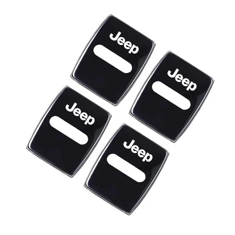Für Jeep 4 Stück Auto Türschlossabdeckung Edelstahlkappe Auto Zubehör für Jeep Grand Cherokee Wrangler JK Gladiator Compass