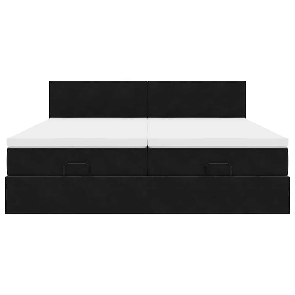 Ottoman Bed with Mattress Black 200x200 cm Velvet