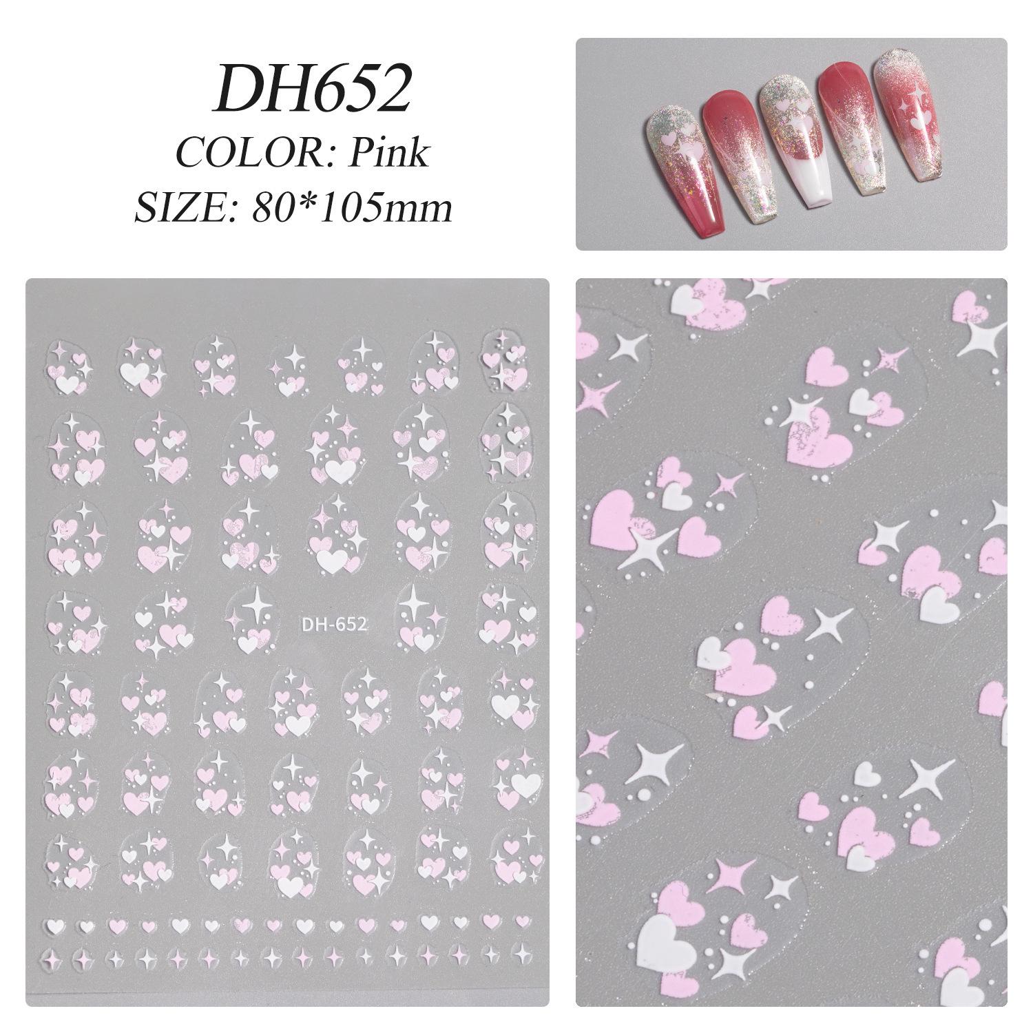 Mixed Color Heart & Star DIY Nail Art Stickers - Adhesive, Flat Back, Versatile Hearts (DH652)