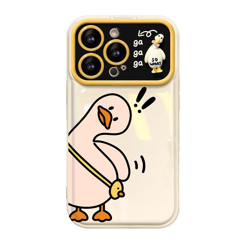 Applicable To Apple 15 Mobile Phone Case IPhone 13pro Crooked Duck Doll Lanyard 11/12 Flip Mirror Xs Cute