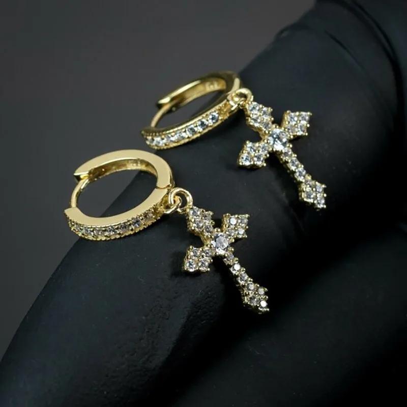 High-End Small Cross Earrings For Women Sparkling Zircon Inlay Daily Style Personalized Jewelry