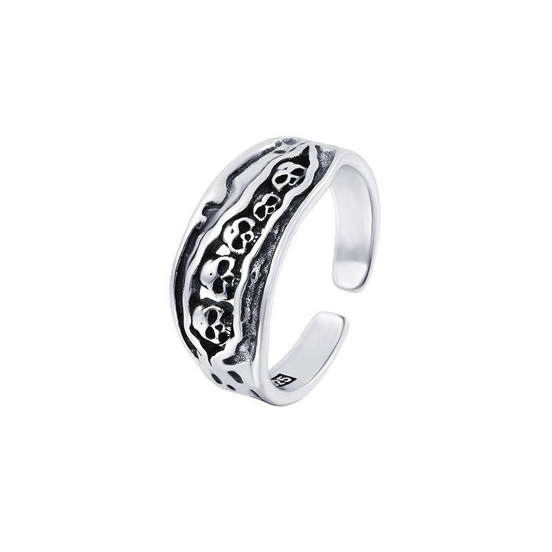 New Personality Aggressive Creative Skull 925 Sterling Silver 6 Skull Ghost Exquisite Popular Opening Rings TYB251