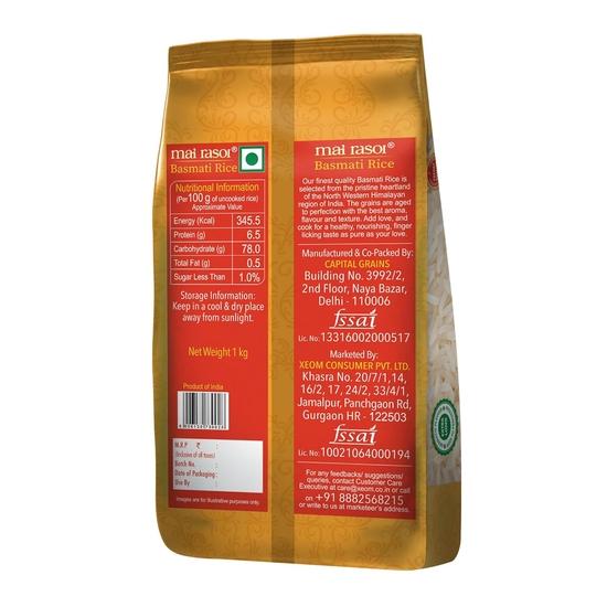 MAI RASOI Basmati Rice/Basmati Chawal For Daily Use Rozana, 1 Kg Pouch