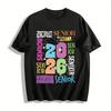Retro 2026 Senior Graduation Checkered Print Casual Short Sleeve Top Pure Cotton T-shirt