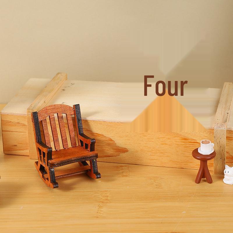 Mini Creative Chinese Style Wooden Rocking Chair Ornament for Home Decor