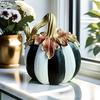 Painted Pumpkin Statue Halloween Decorations Minimalist Black and White Pumpkin Sculpture Ornaments Room Aesthetic Decor