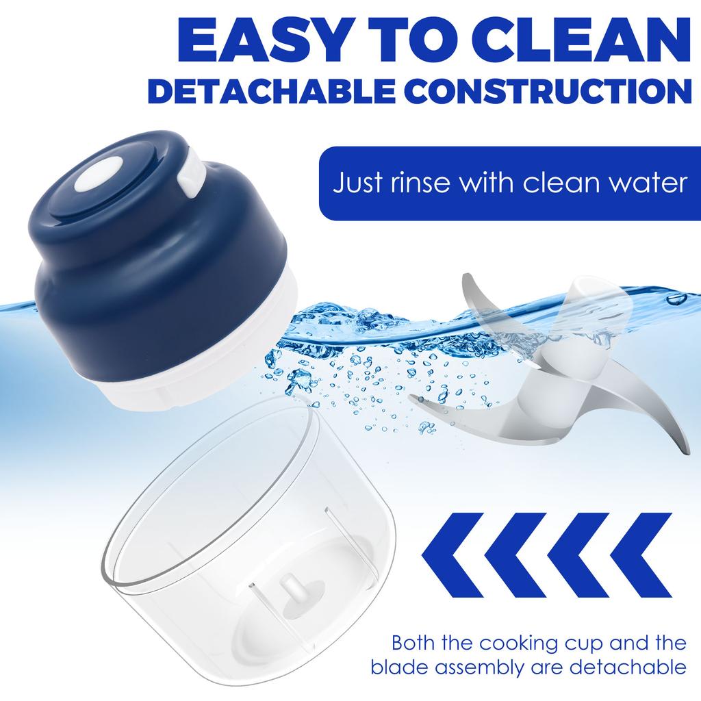 Elektrischer Knoblauchhacker Tragbarer Gemüsehacker Knoblauchmühle Stampfer Kabellose Küchenmaschine für für Ingwer, Chili, Obst, Fleisch