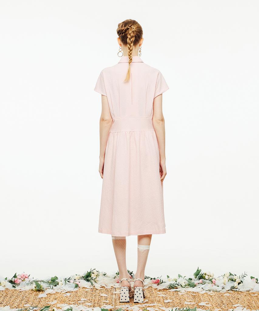 Pelimela Veronica Seersucker Shirt Dress [Baby Pink]