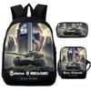 3 stuks Set Spel Anime War Thunder Schooltassen Vecht Tanka Print Rugzakken voor School Tiener Meisjes Jongens World of Tanks Rugzak