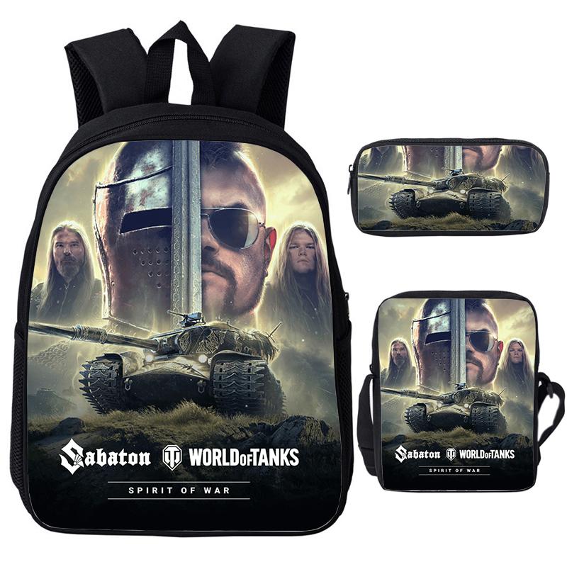 3 stuks Set Spel Anime War Thunder Schooltassen Vecht Tanka Print Rugzakken voor School Tiener Meisjes Jongens World of Tanks Rugzak
