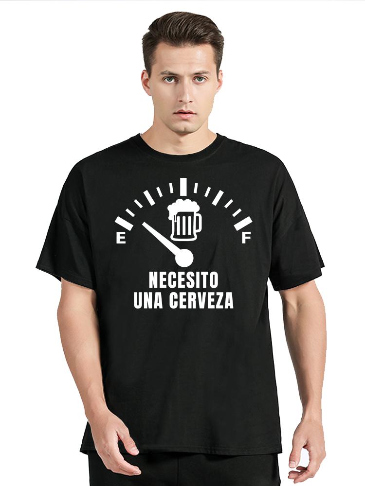 Men's Clothing Streetwear T-shirt Necesito Una Cerveza Print Casual Tshirt Cotton Oversized T Shirt Summer Fashion O-neck Tops