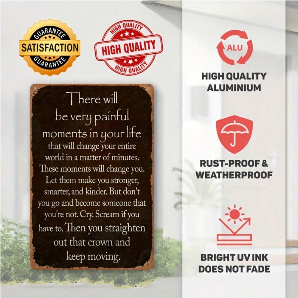 Iron Wall Art Vintage Sign Motivational Metal Plaque 8x12 Inch Waterproof Pre Drilled Holes