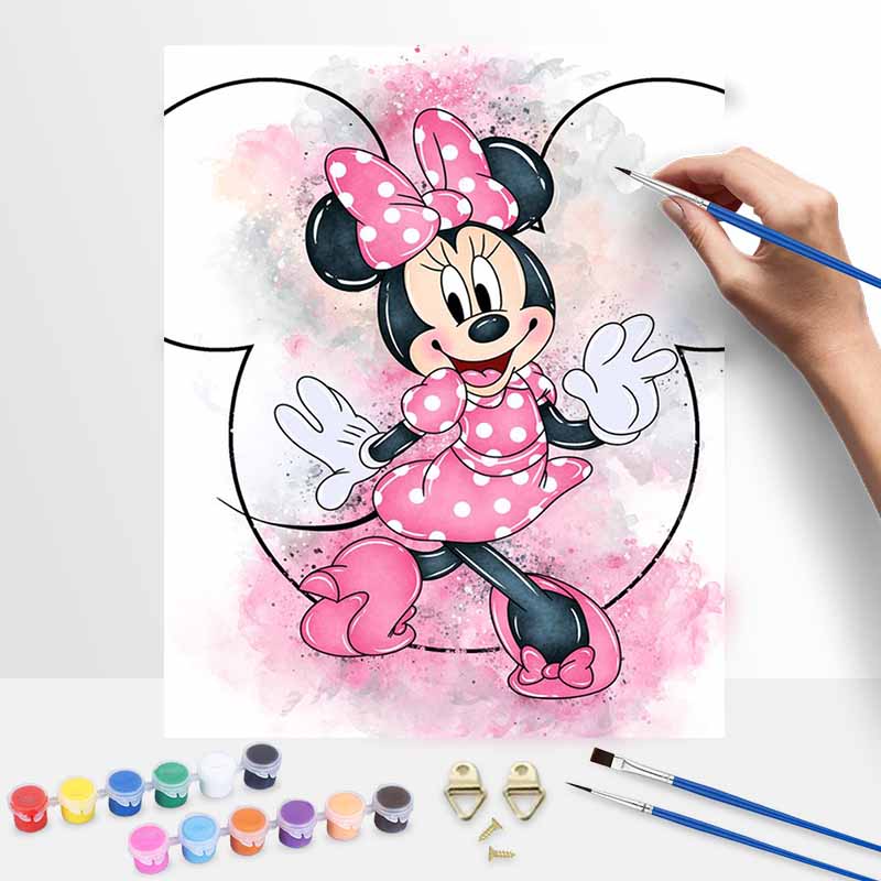 Disney oil painting Minnie Mouse handmade diy art painting home decoration