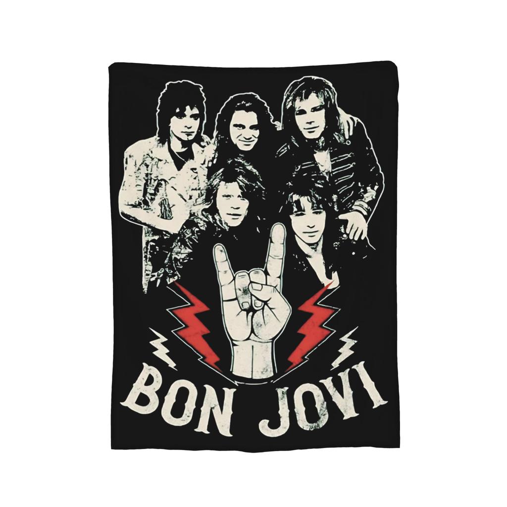 Bons Jovis s Rock Blankets Flannel Summer Air Conditioning Multifunction Super Warm Throw Blanket for Home Outdoor Quilt