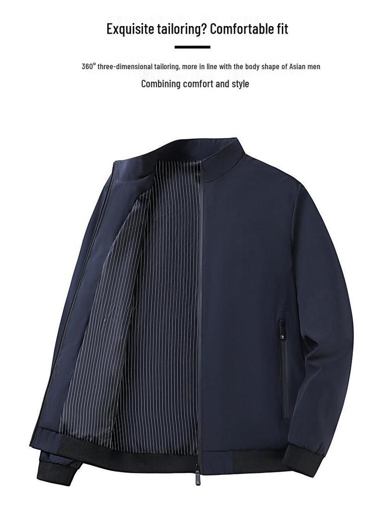 Herren Herbst Stehkragen Jacke: Lockere Passform, Lässige Oberbekleidung für reife & ältere Menschen