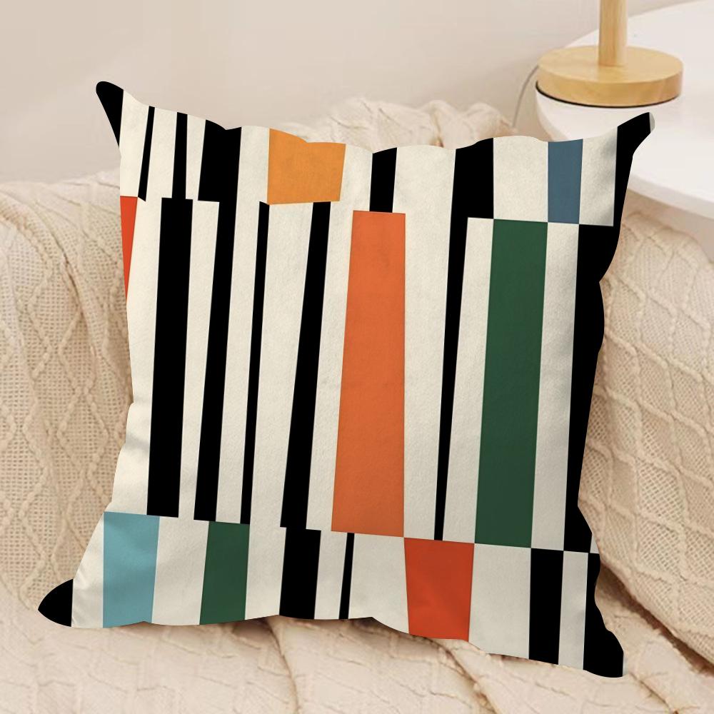 Black Geometric Pattern Cushion Cover Pillowcase Ultra Soft Skin Friendly Fabric Cloud Like Comfort  Concealed Zipper