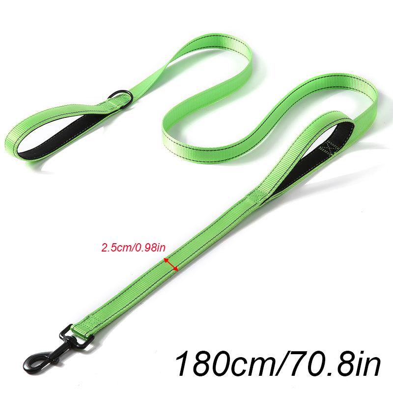 1.8m Two Handle Heavy Duty Nylon Dog Leash For Training Control Guard Rope Walking Cat Dog Harness Lead Reflective Night Safety