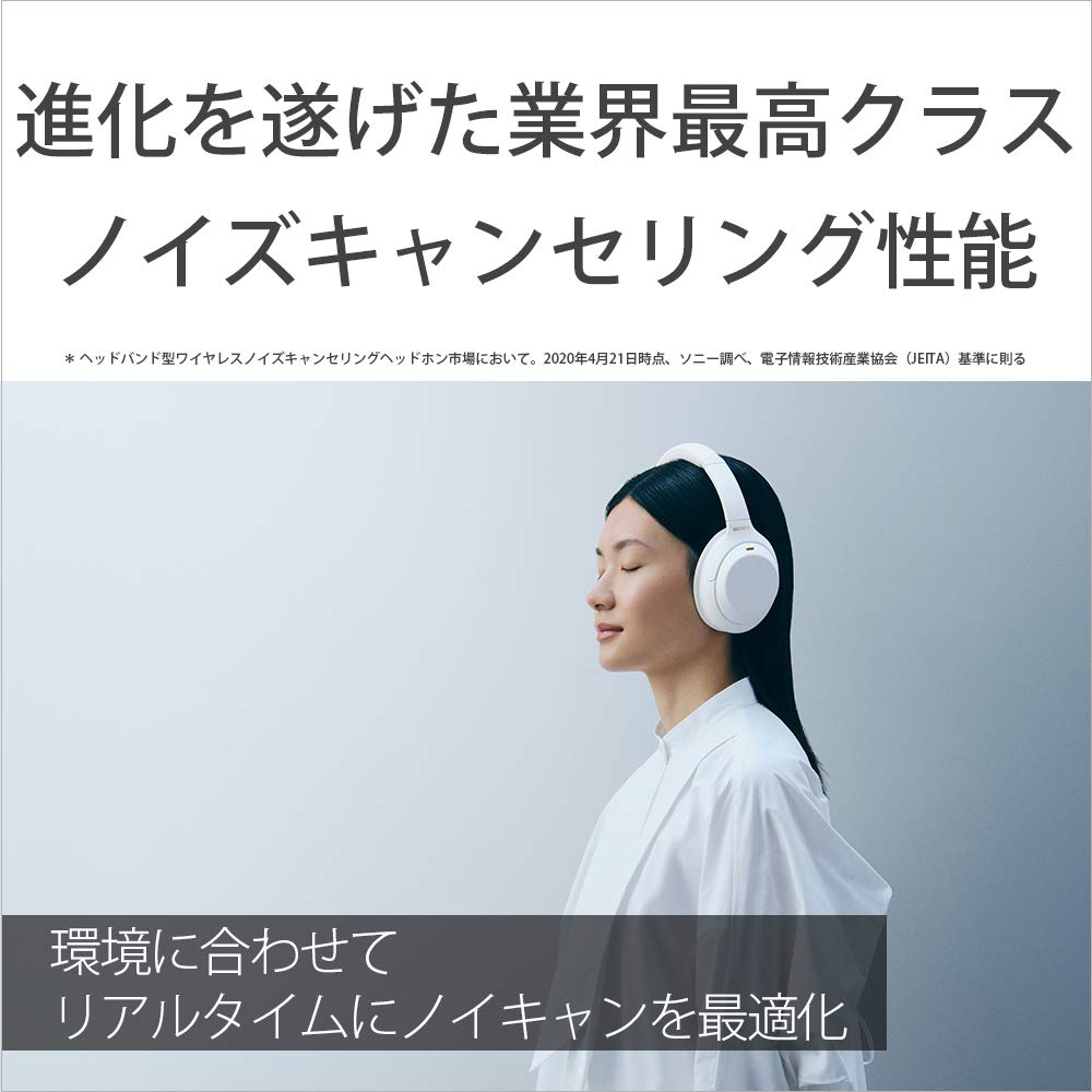 Sony WH-1000XM4 Wireless Noise Cancelling Headphones Silent White LDAC Bluetooth Hi-Res 30H 360 Reality Audio Certified