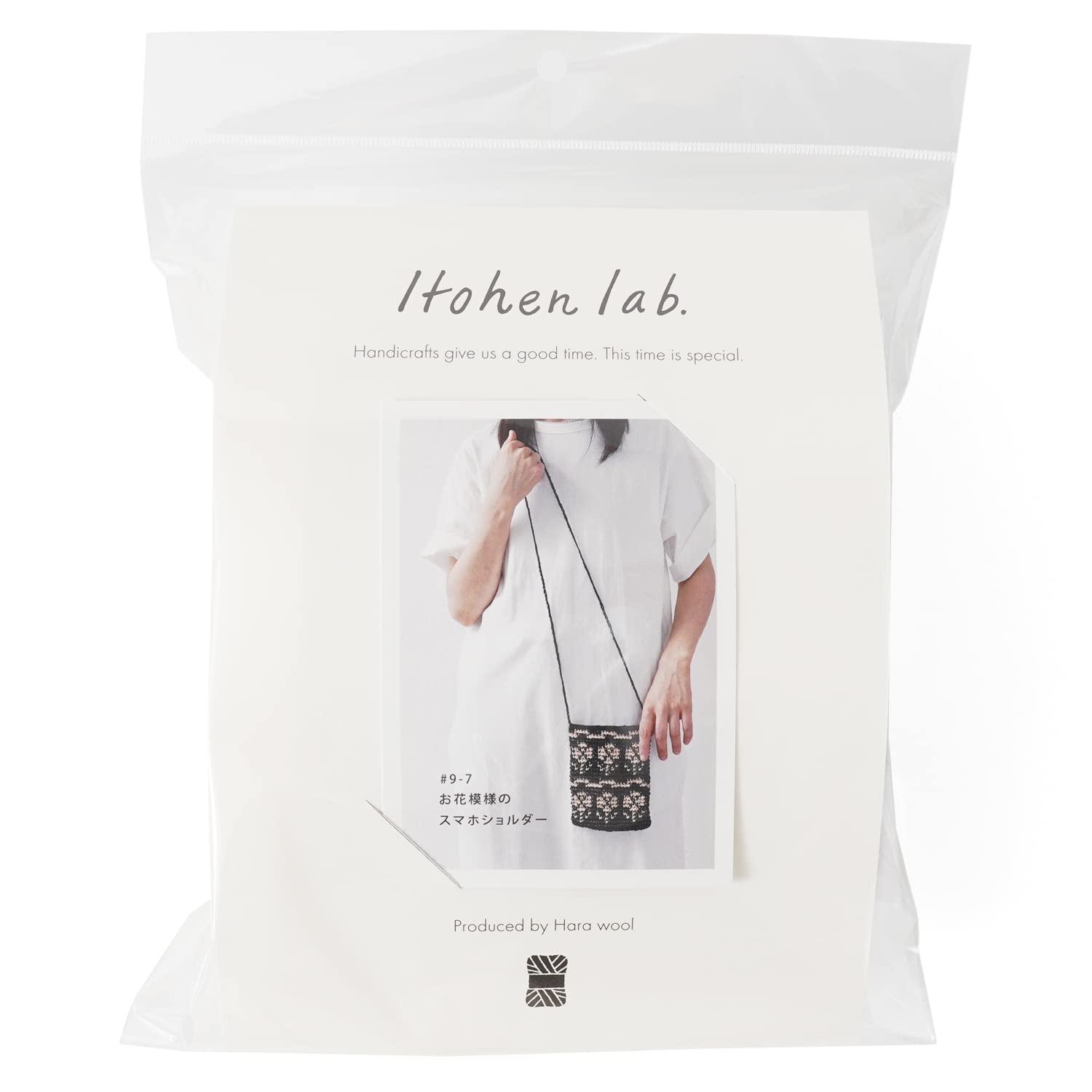 

Набор для вязания из необработанной шерсти Itohenlab #9-7 Сумка через плечо для смартфона с цветочным узором