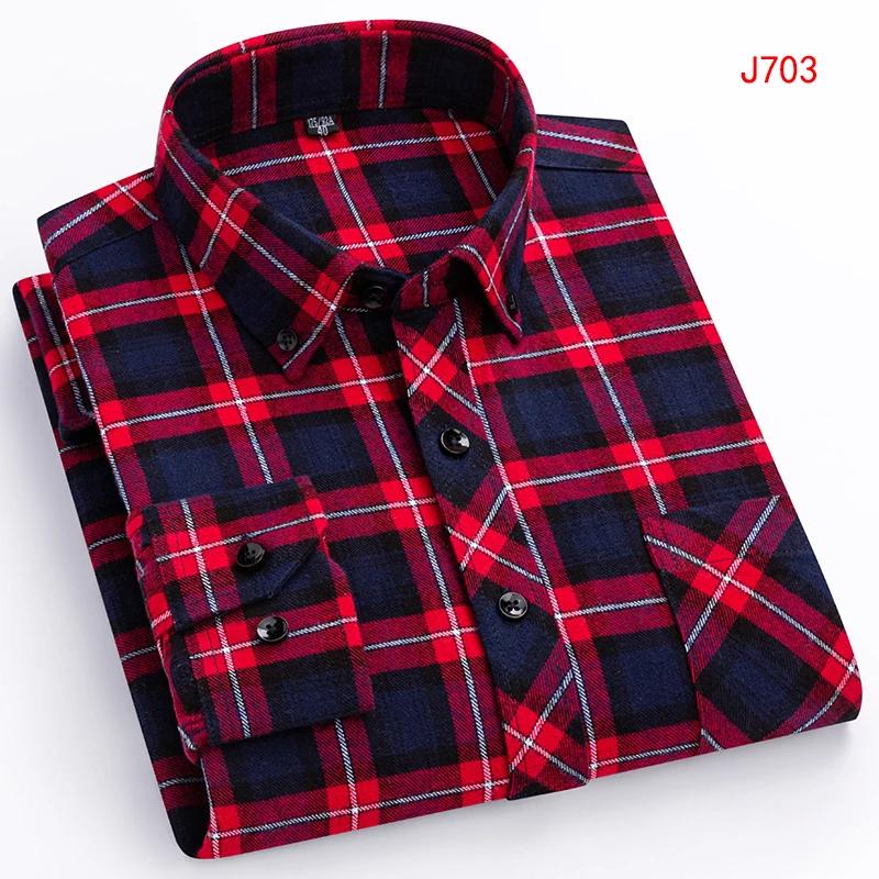 New Autumn Winter Fashion Men Casual Flannel Plaid Long Sleeve Shirts S-8XL Regular Fit Pocket Businessman Dress Shirts Daily