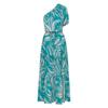Women Spring Summer Strapless One-Shoulder Print Ankel-Length Dress V-neck High Waist