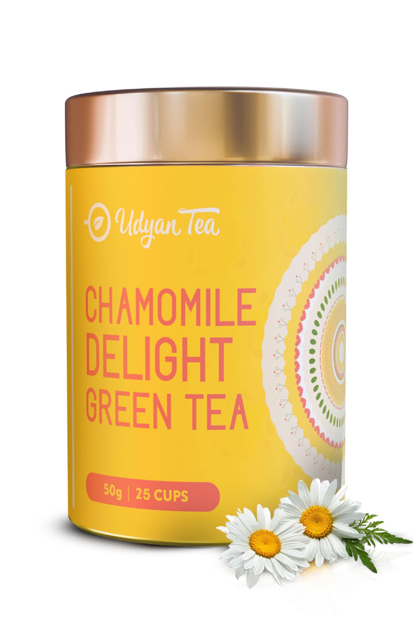 Udyan Tea Chamomile Delight Green Tea (50g, 25 Cups) | Natural Loose Leaf Green Tea with Chamomile | Reduces Stress & Promotes Sleep