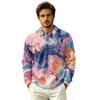 Herren Pullover Langarm Oberteil mit Kragen und Tasche, Herbst Outdoor Freizeit Bedrucktes Hemd