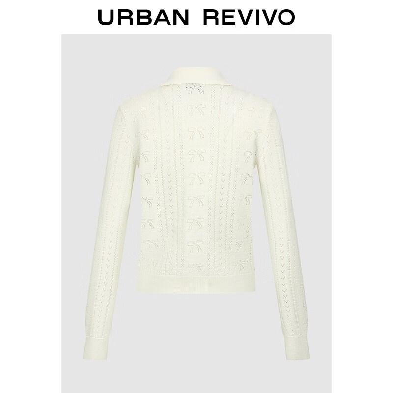 UR2026 Women's Openwork Cropped Knit Top with Peter Pan Collar