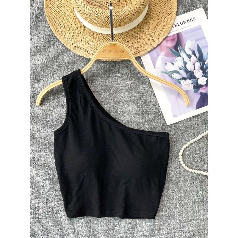 Summer Vest for Women Outwear 2024 New Arrival Sexy Short Sleeveless with Chest Pad Tops Sexy Scheming off-the-Shoulder Sling