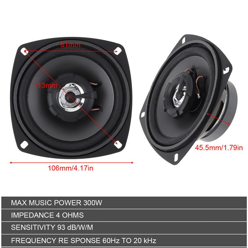 1 Piece Car Stereo Speaker 4 Inch 300W 2-Way Audio For Cars HiFi Music Sound Coaxial Speaker Full Frequency Automotive Sound