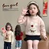 Meng Tang Tang 2025 Winter Cartoon Wool Sweater for Girls – Thick, Festive Base Layer for Toddlers