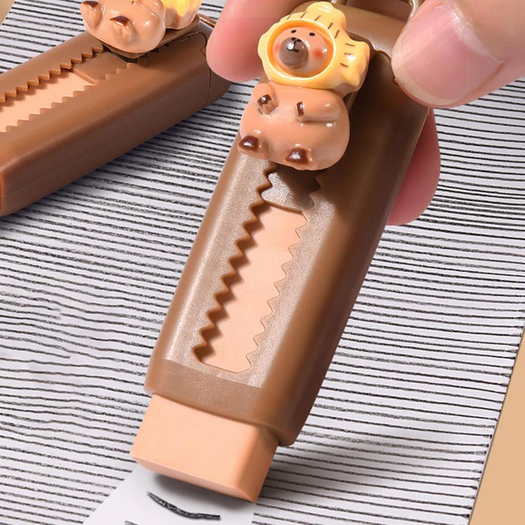 Capybara Retractable Pencil Eraser Cute Drawing Eraser Push-Pull Eraser Birthday Gifts For Kids Boys Girls Students Stationery