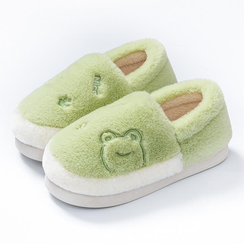Padded Home Cotton Slippers for Women, Warm Thick-soled Fleece Shoes