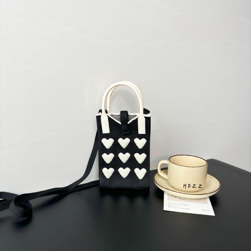 New Love Mobile Phone Bag High-end Knitted Bag Popular Cartoon Cute Portable Storage Messenger Bag