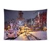 Reusable Xmas Wall Decor Christmas Tapestry, Winter Snow Scene Backdrop, Tree Fireplace Backdrop Hanging Tapestry for Bedroom Living Room Holiday