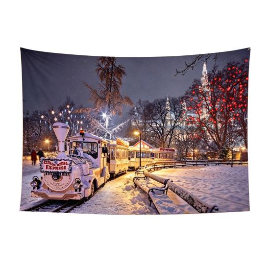 Reusable Xmas Wall Decor Christmas Tapestry, Winter Snow Scene Backdrop, Tree Fireplace Backdrop Hanging Tapestry for Bedroom Living Room Holiday