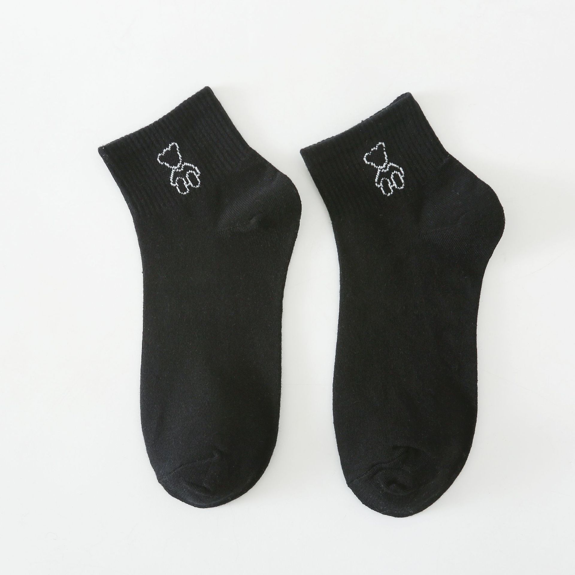 

5/10 Pairs Women s Spring Summer Short Calf Cotton Socks Cute Tilted Bear Short Socks for Women Breathable and Sweat Absorbing Women s Boat Socks 5 Pairs