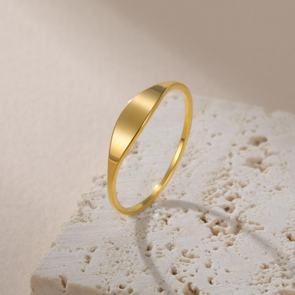 Einfacher geschwungener schlichter Ring Damen Mode Schmuck Geschenk Breite 3,8 mm