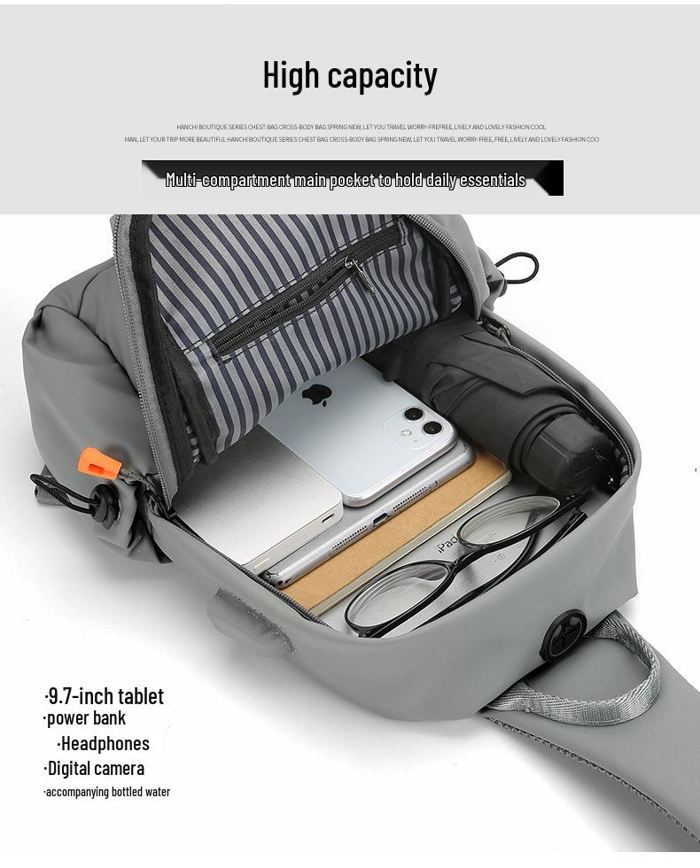 Men's Trendy Single Shoulder Crossbody Sling Backpack - Lightweight Solid Color Casual Bag