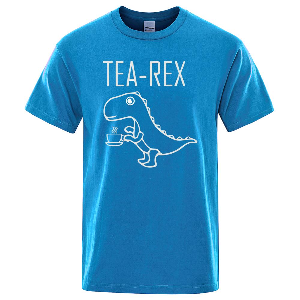 Men's T-Shirts Tea Rex Funny Dinosaur Drink Coffee T Shirts Fashion Casual TShirt High Quality Streetwear Tops Male Tee Shirt
