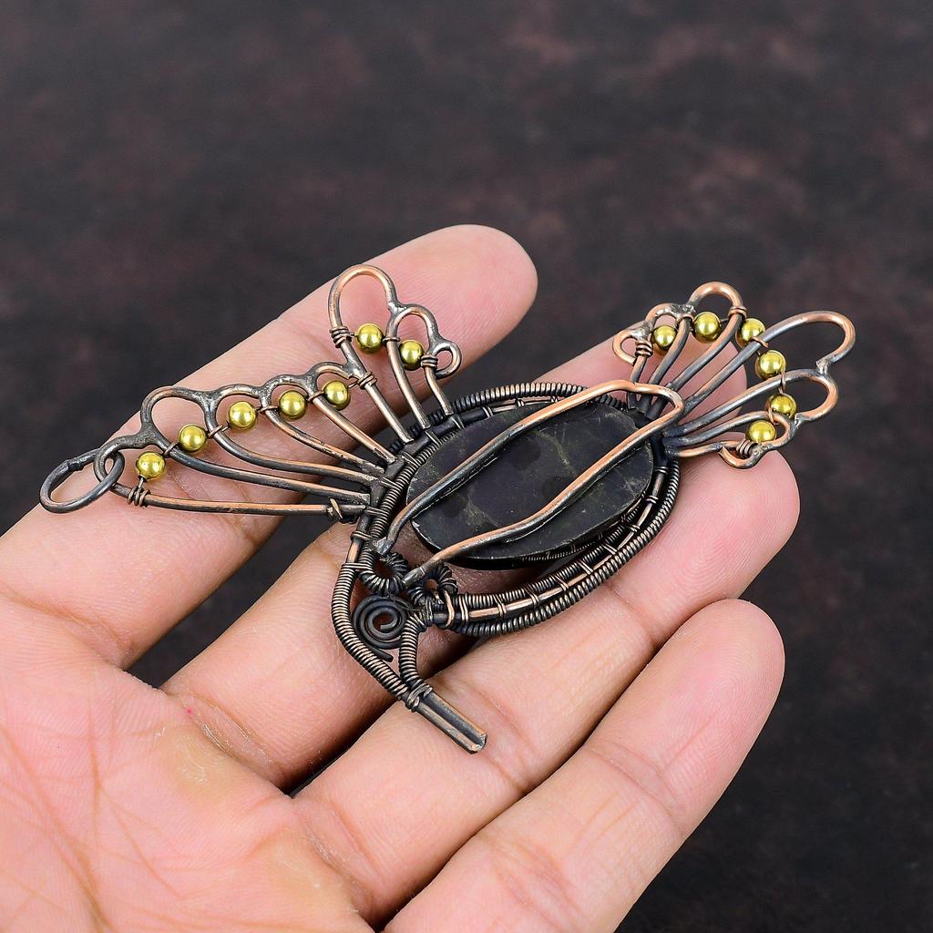 Sugilite Pendant Copper Wire Wrapped Pendant Handmade Pendant Bird Jewelry Unique Pendant Copper Wire Jewelry Gemstone Pendant Gift For Him