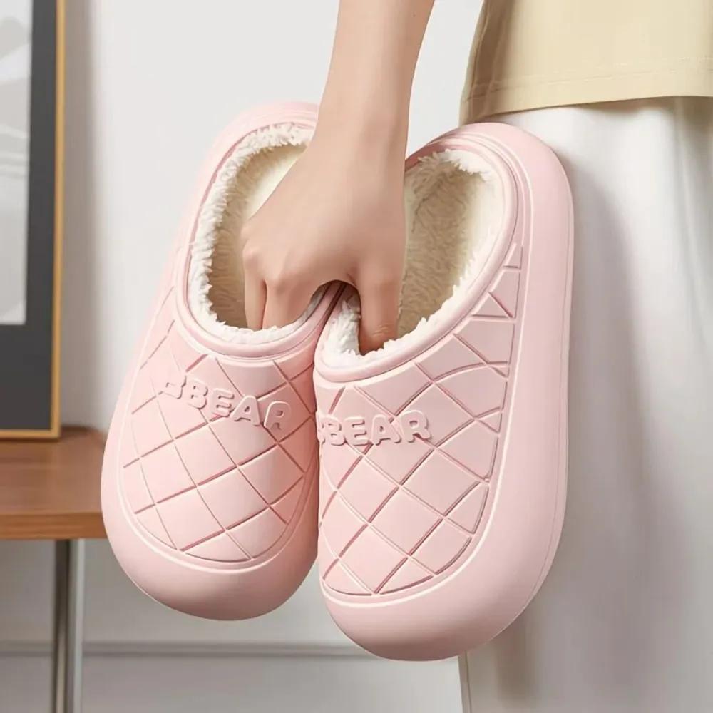 The New Style of Men's Cotton Slippers Can Be Worn Indoors and Outside At Home, Driving Autumn and Winter Plush Cotton Mop Toe Non-slip Heel
