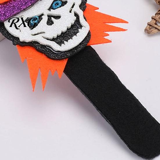 Cat Snap Bracelets Halloween Glitter Felt Slap Bracelet, Cartoon Pumpkin Skull Spider Party Favors Band, for Kids Adults Bands
