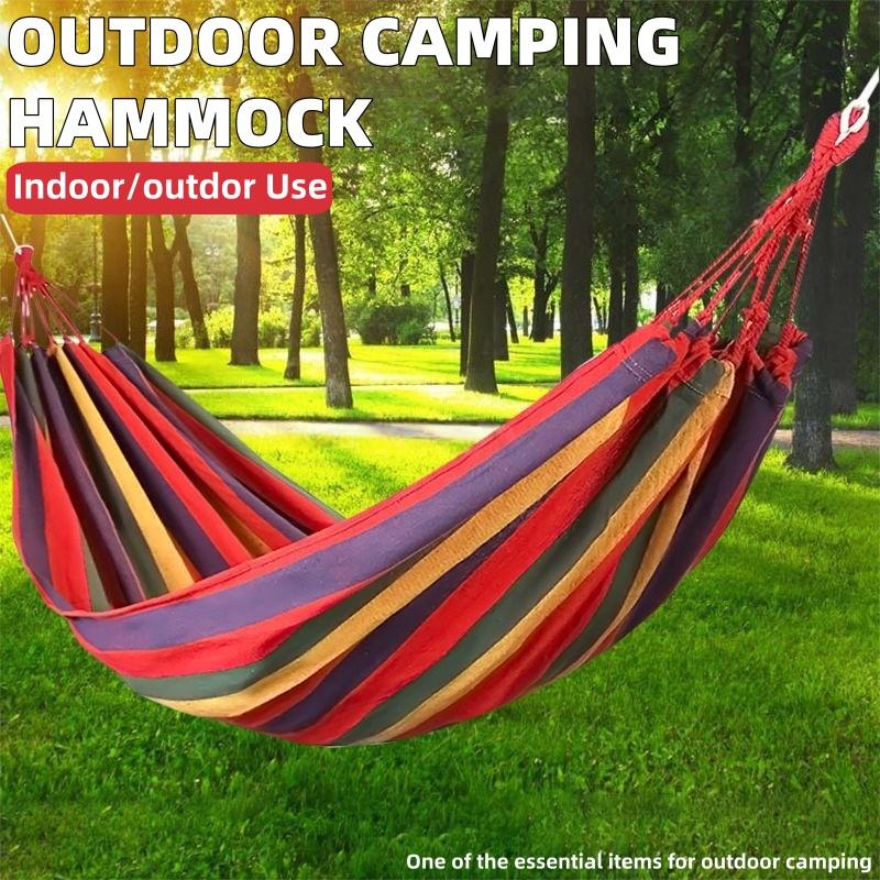 Outdoor/Indoor Rope Double-Hang Bed, Suitable for Camping,Outdoor Canvas Hammock / Beach, Travel, and Backyard Relaxation Use