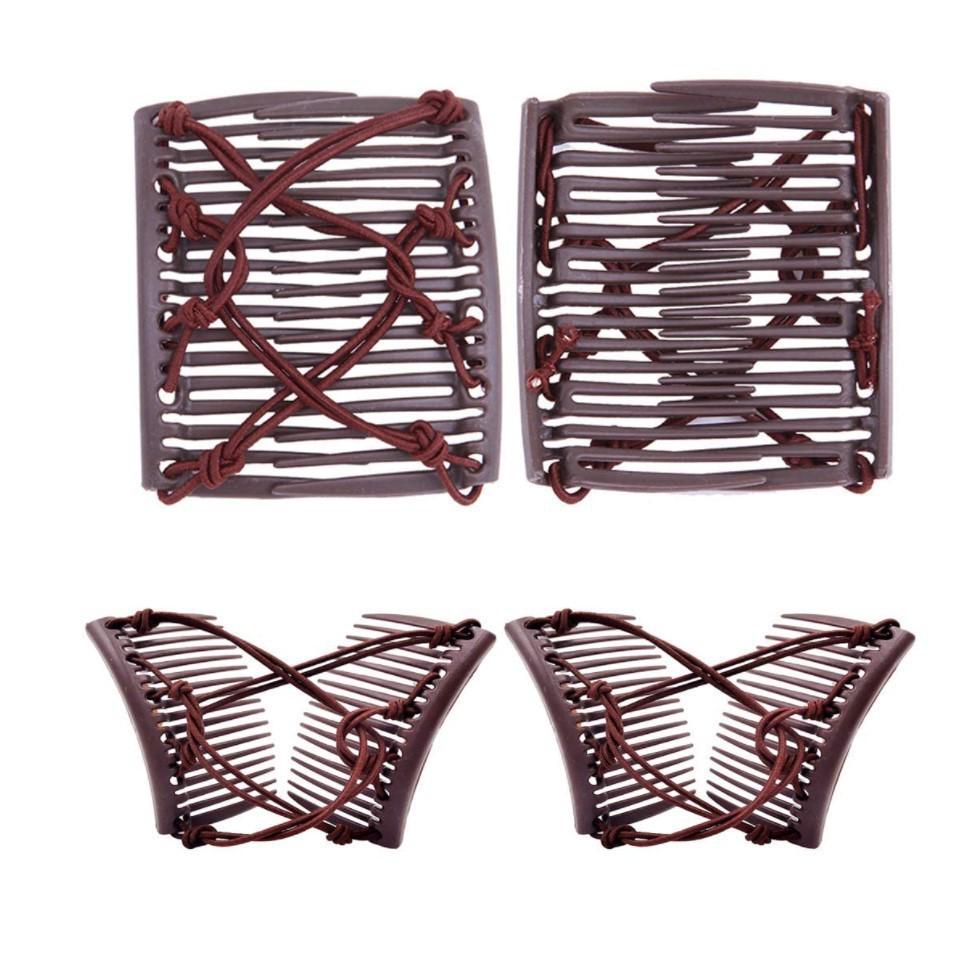 Sunflower Style Wooden Bead Hair Comb - Double Row, Versatile Handmade Hair Accessory.