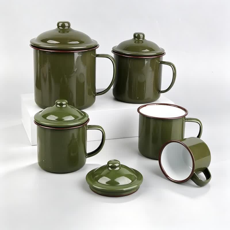 Nostalgic Army Green Enamel Mug