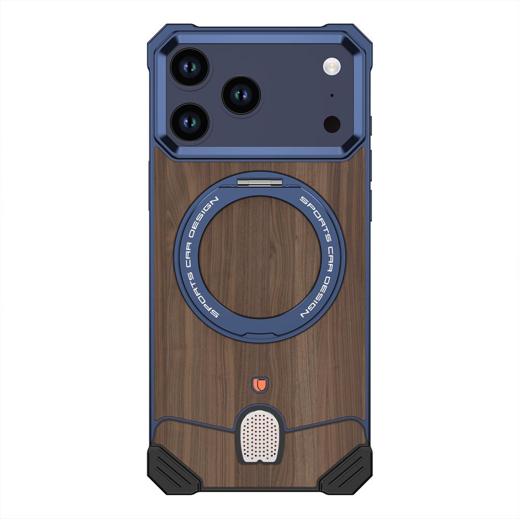 Legiertes Holzgehäuse für iPhone 17 Pro Max 17 Pro Hülle Magnetisch für Magsafe Holzständer Halter Mechanischer Verschluss Walnussschale Funda